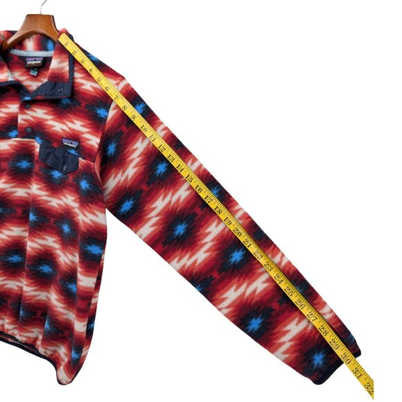 Patagonia Synchilla Snap T Fleece Jacket Womens Red Blue Wild Desert Aztec Sz M - Picture 7 of 9